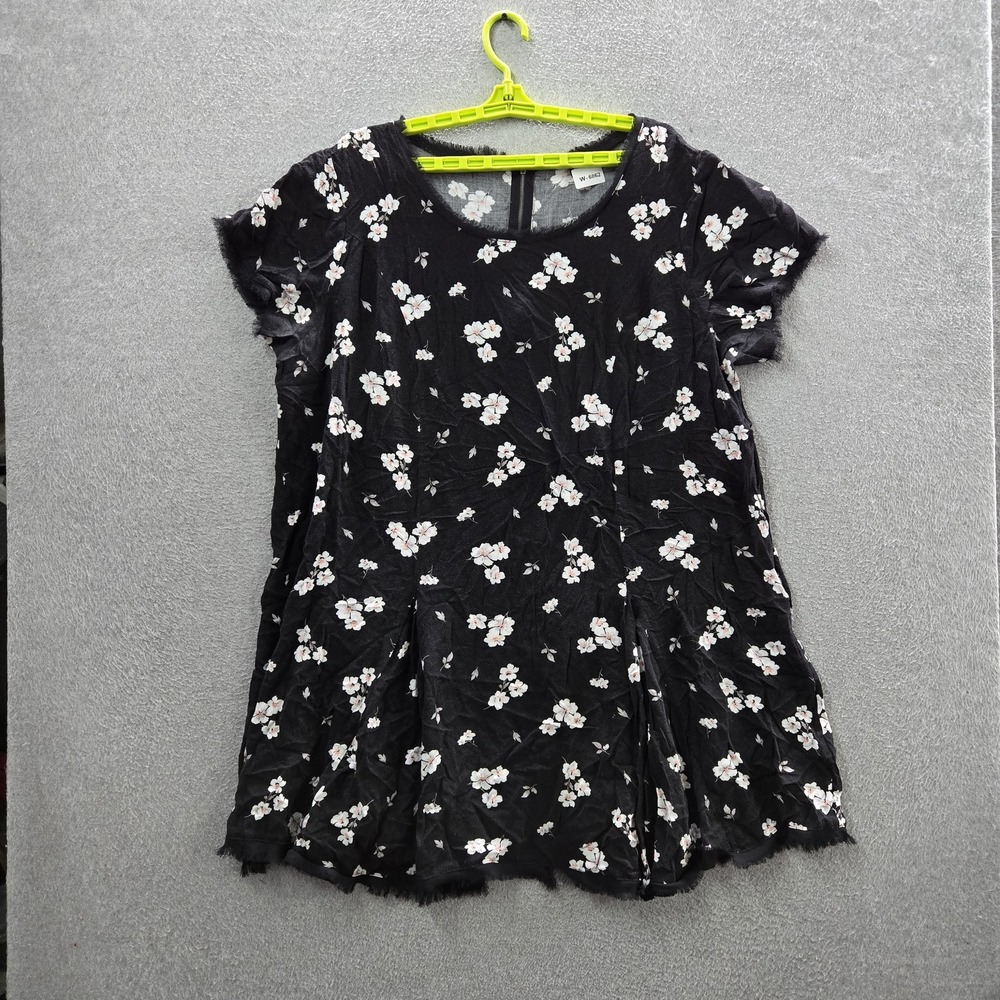 Torrid Women Dress 3 Black Floral Challis Tee Shirt Coquettecore Challis